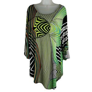 Womens Artsy Asymmetric Tunic Top Sz XL  3/4 Slv Liquid Knit Career‎ Travel